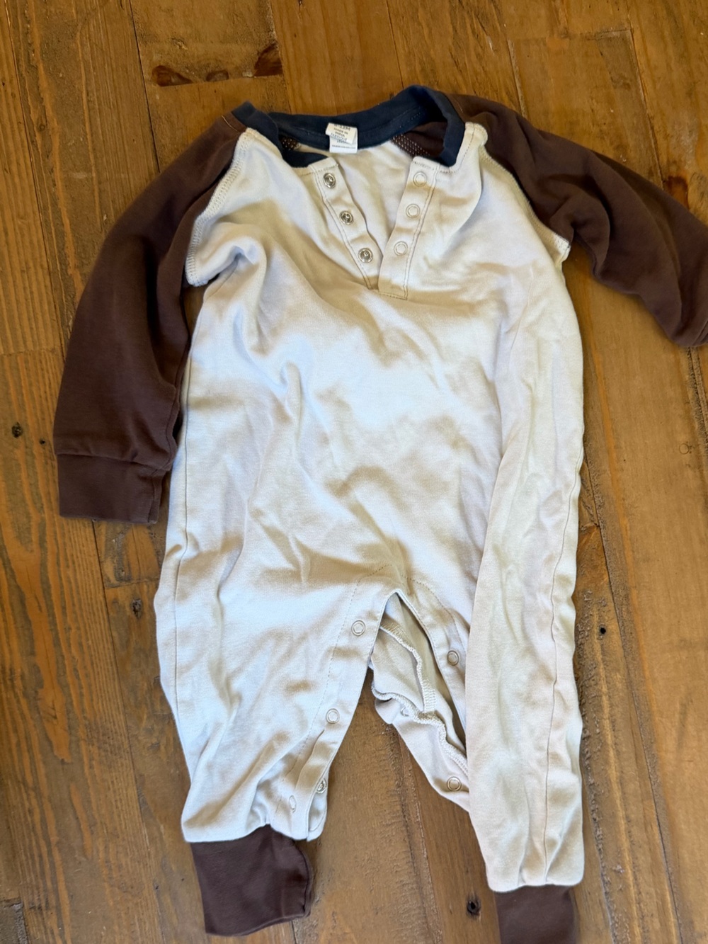 Colored Organics Classic Two-Tone Brown & Cream Baby One-Piece Romper